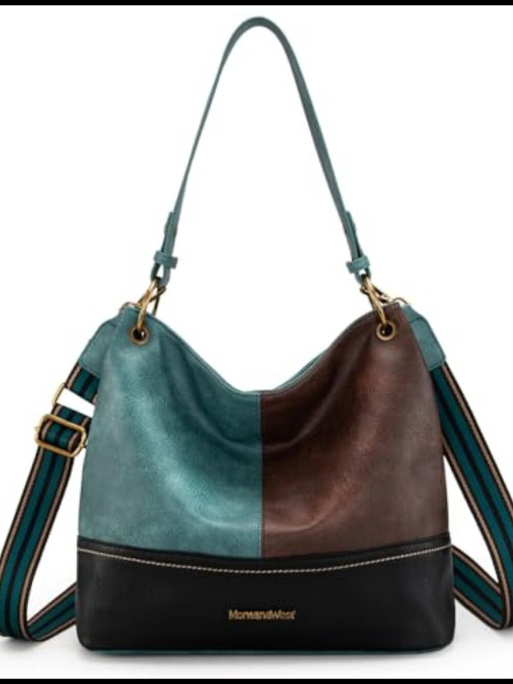 Vegan Leather Hobo Shoulder Bag Slouchy Tote with Guitar Strap